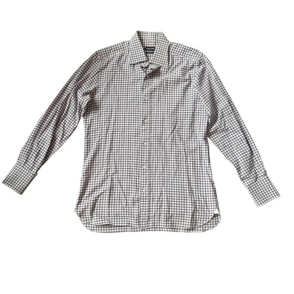 Tom Ford Purple Plaid Button Front Shirt - Picture 1 of 10